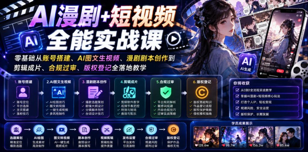 图片[1]-2026年最大内容风口！C导《AI漫剧短视频全能实战课》流出：零基础、纯实操，一站式打通从剧本到变现全流程！-思维日记