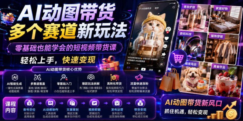 2026年轻资产搞钱新风口！诺诺《AI动图带货多个赛道新玩法》流出：一张图生成带货视频，多赛道布局，0基础也能批量出单！-思维日记